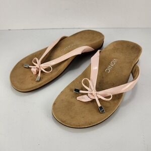 Vionic Women's Size 9 Pink Patent Bow Thong Flip Flop Sandals Comfort Shoes